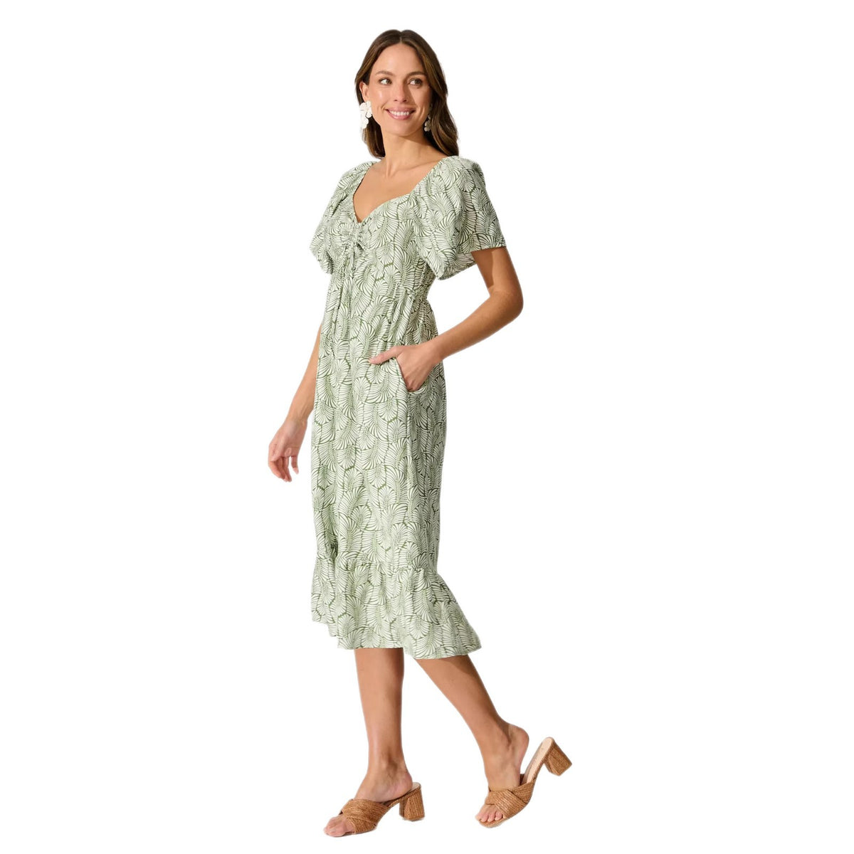 Figurbetontes Print-Kleid mit V-Ausschnitt – Bild 5 | LuxeStyle