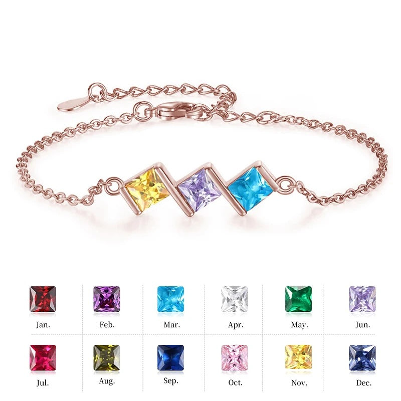 Geburtsstein-Armband – Geometrischer Würfel