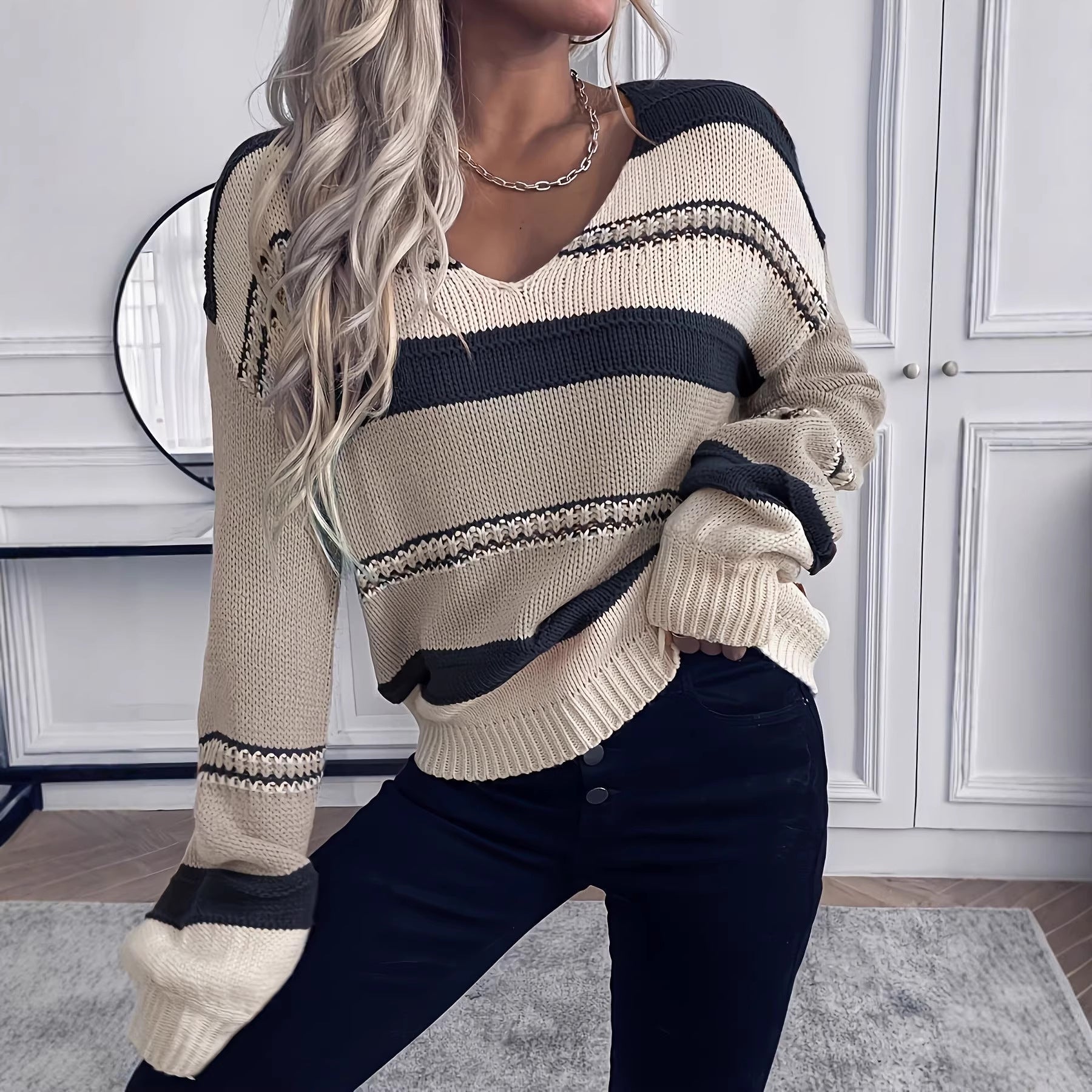 Pullover mit Color Blocking für Damen – Ansicht 5