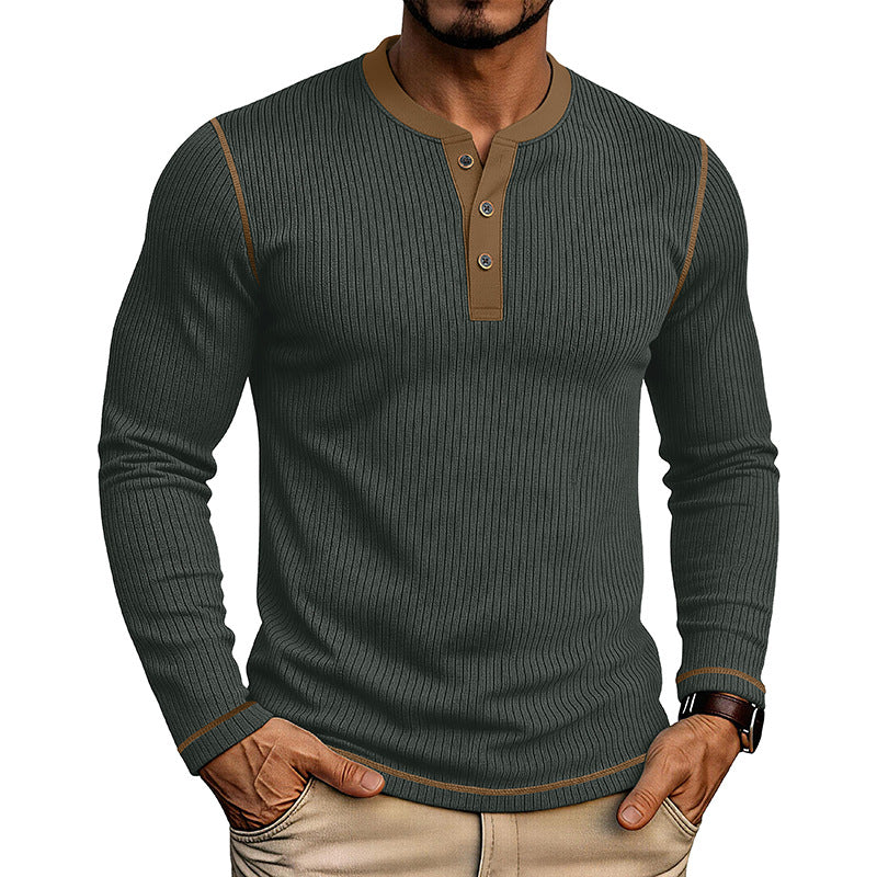 Herren Langarmshirt mit Farbblock Henley