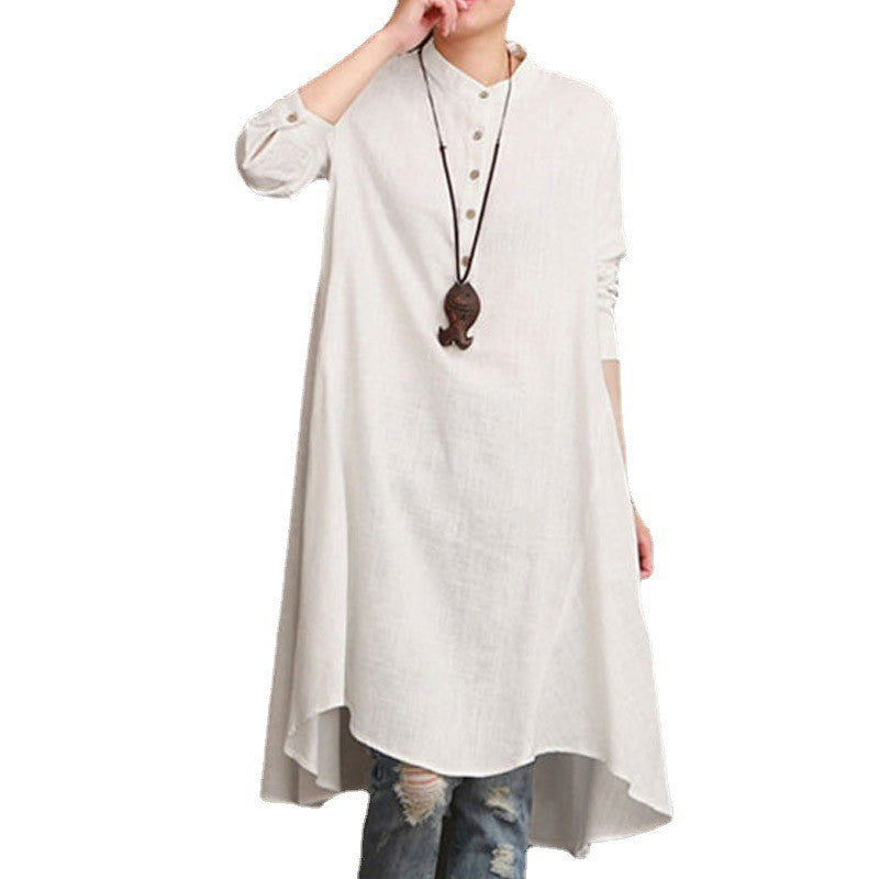 Loose-Fit Hemdblusenkleid mit Stehkragen