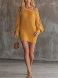 Off-Shoulder Strickkleid in Orange – Bild 11 | LuxeStyle