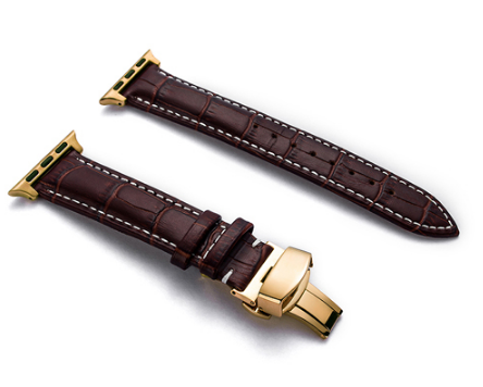 Lederarmband mit Faltschliesse und Doppelknopf