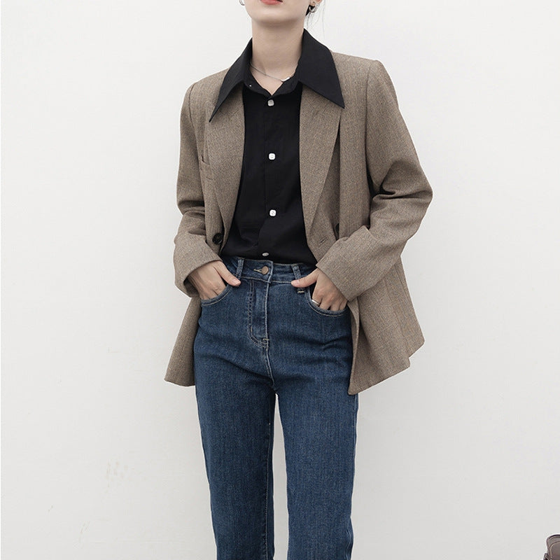 Damen französisch vintage Blau Hemd