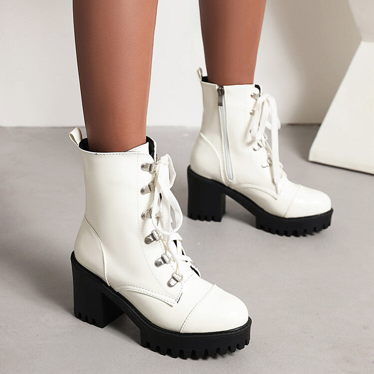 Patent-Leder Reitstiefel mit Absatz