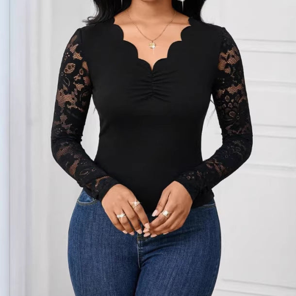 Elegantes Spitzen-Langarmshirt für Damen