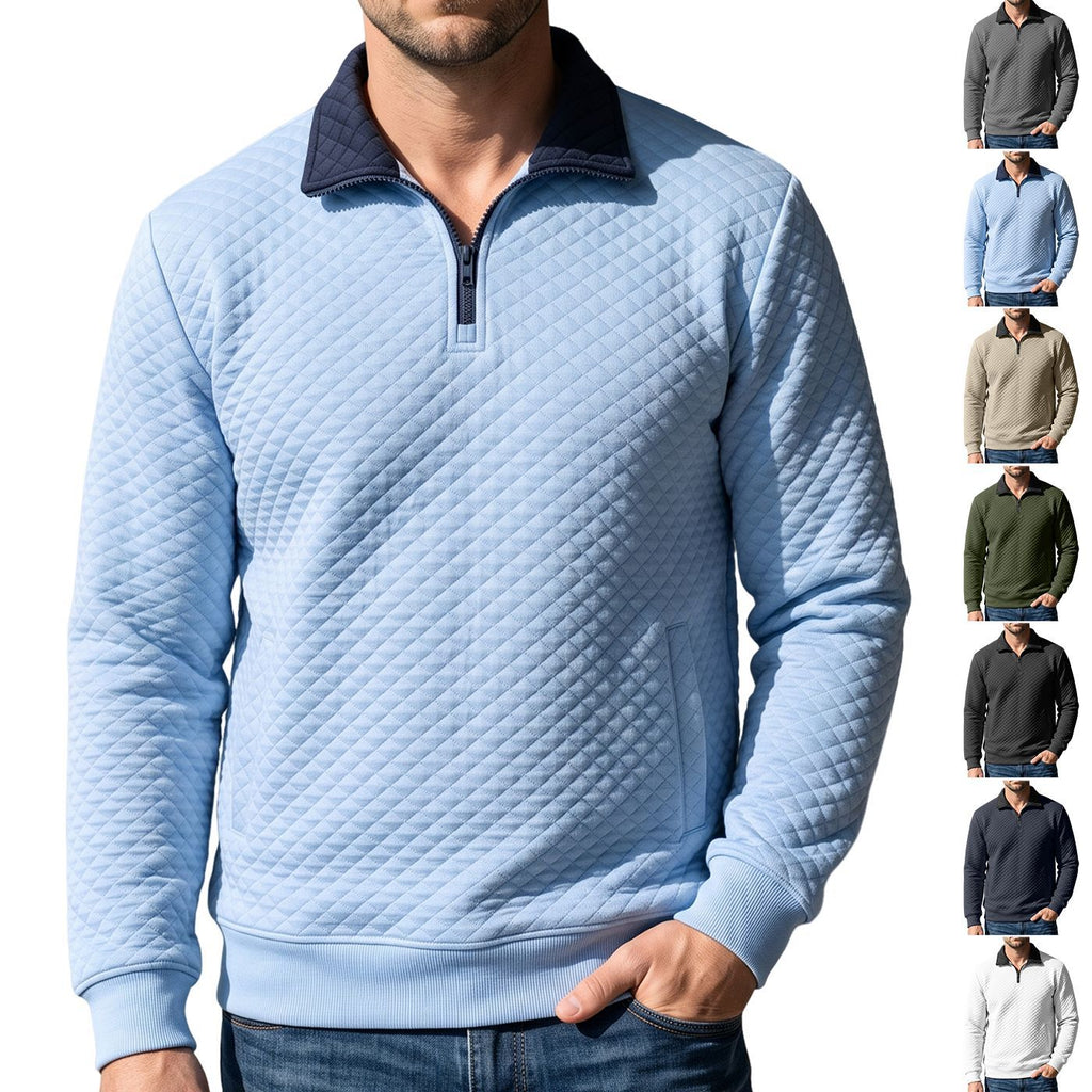 Herren Diamond-Check Half-Zip Sweatshirt