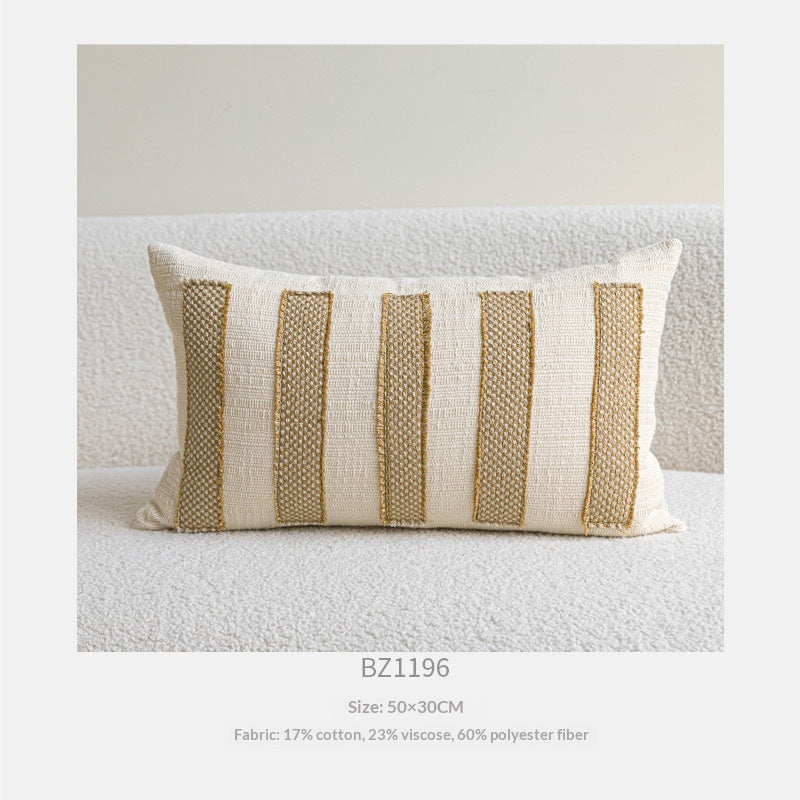Baumwoll-Leinen Kissenhülle Beige-Gelb
