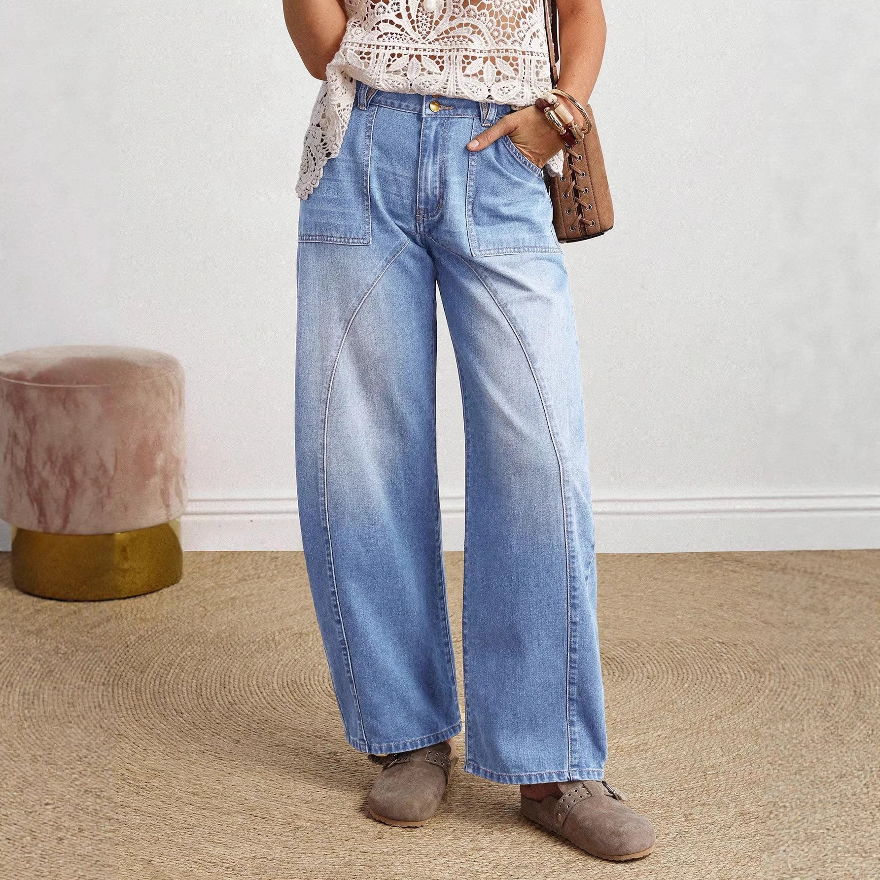 Retro Jeans, gerade geschnitten
