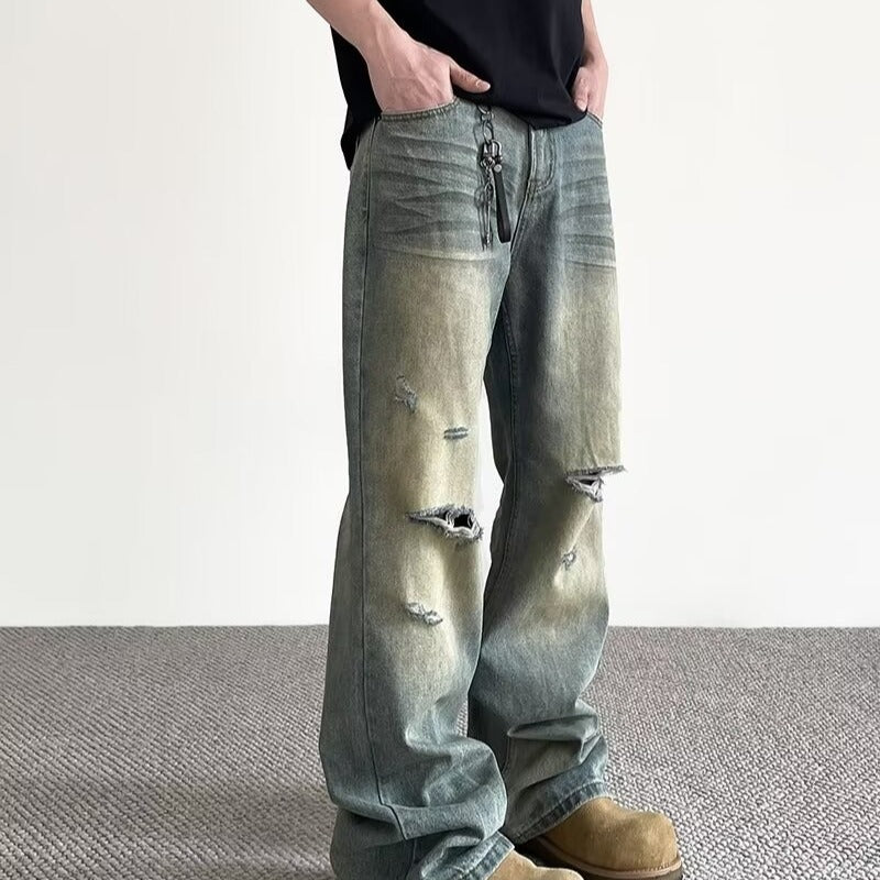 Herren Vintage Distressed Bootcut Jeans