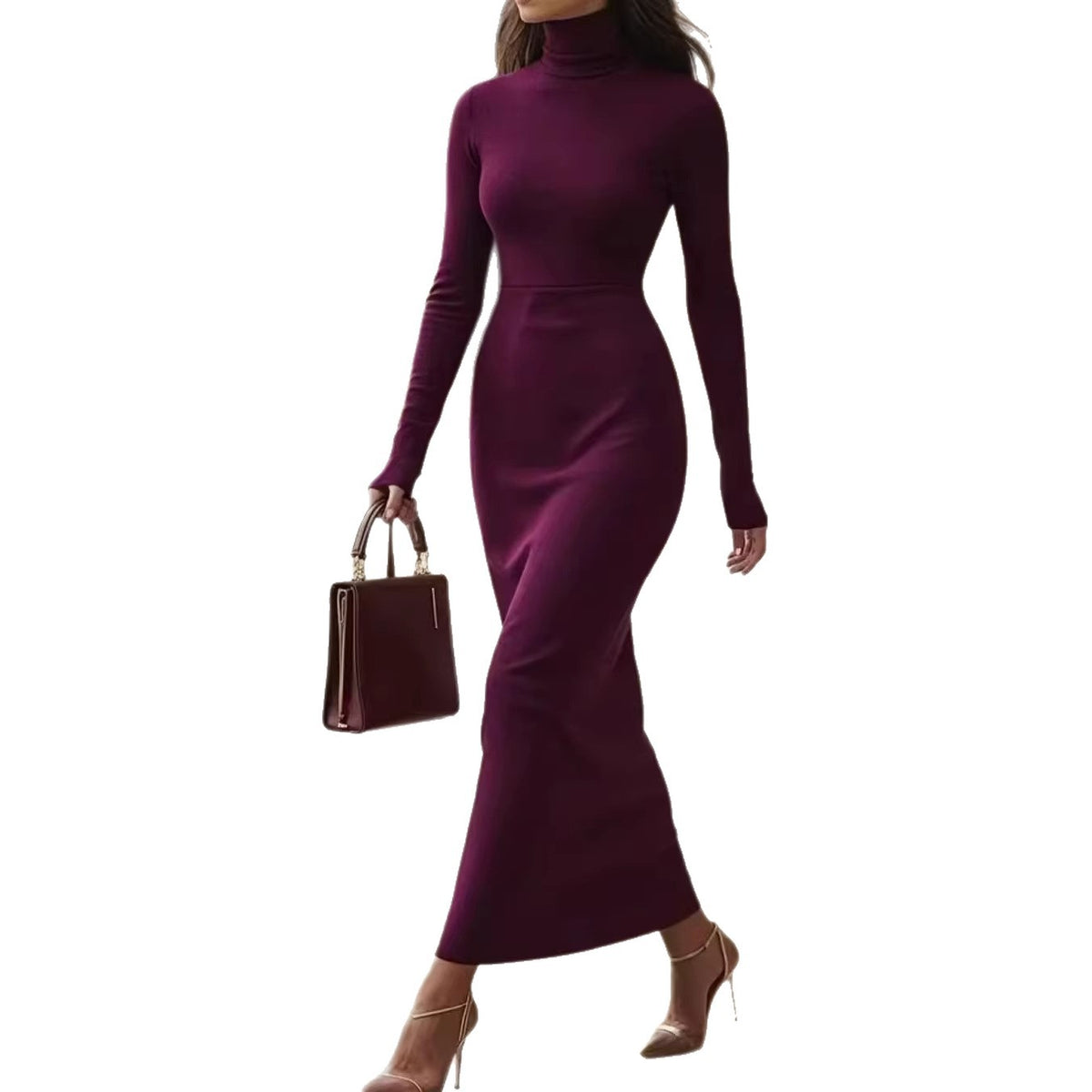 Elegantes Rollkragen-Kleid mit langen Ärmeln – Bild 9 | LuxeStyle