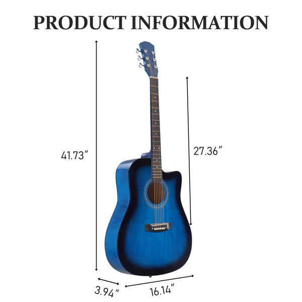 Dreadnought Akustikgitarre Blau mit Zubehör