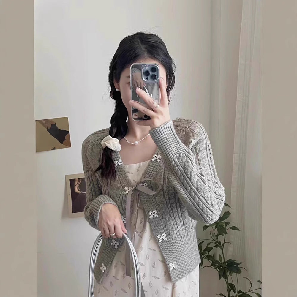 Strick-Cardigan mit Schleife
