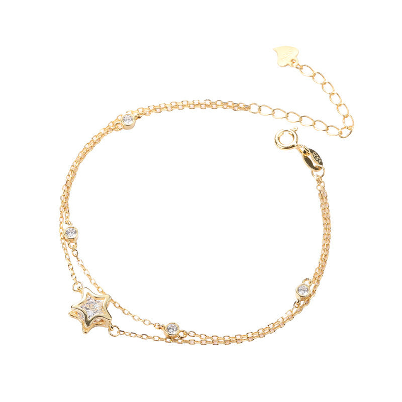 Doppellagiges S925 Silber Armband mit Sternen – Bild 3 | LuxeStyle