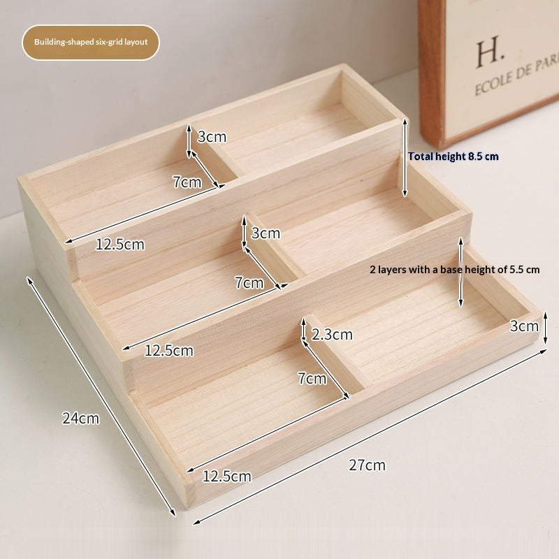 Massivholz Display-Regal im Stufen-Stil