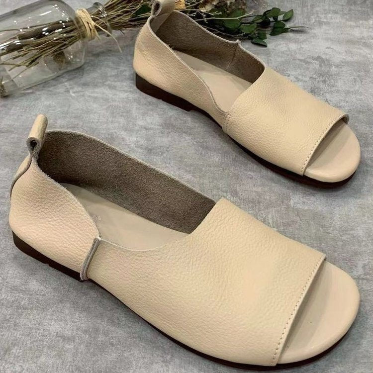 Retro Leder-Sandalen mit offener Spitze – Bild 5 | LuxeStyle