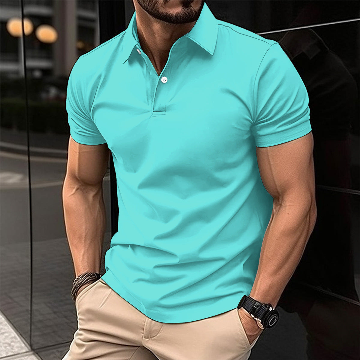 Polo-Shirt Kurzarm Herren – Unifarben