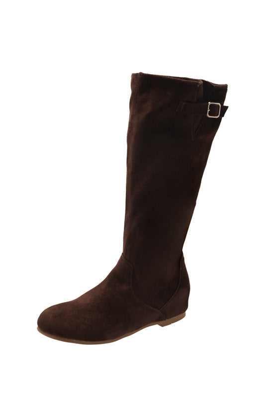 Khaki Nubukleder Spitzstiefel Damen