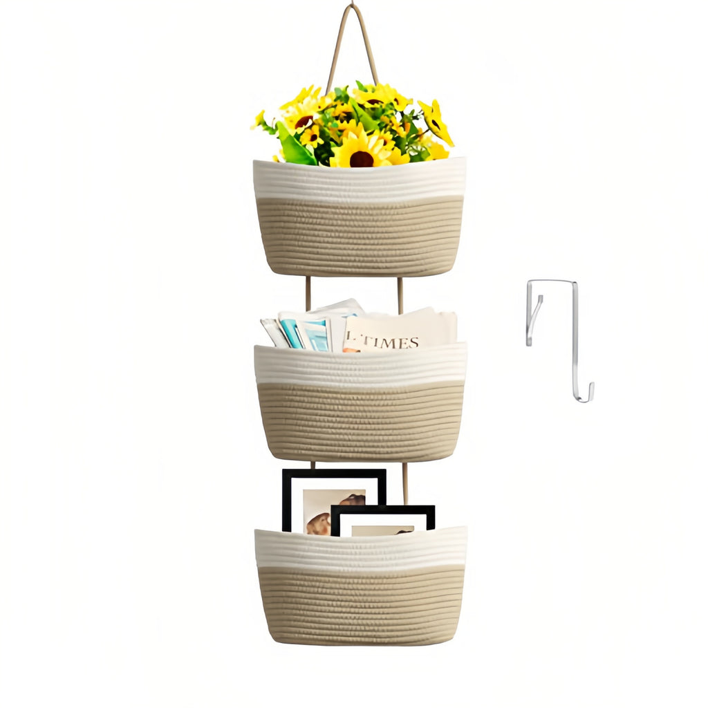 Wandkorb aus Baumwollseil – Mehrschicht-Organizer – Bild 5 | LuxeStyle