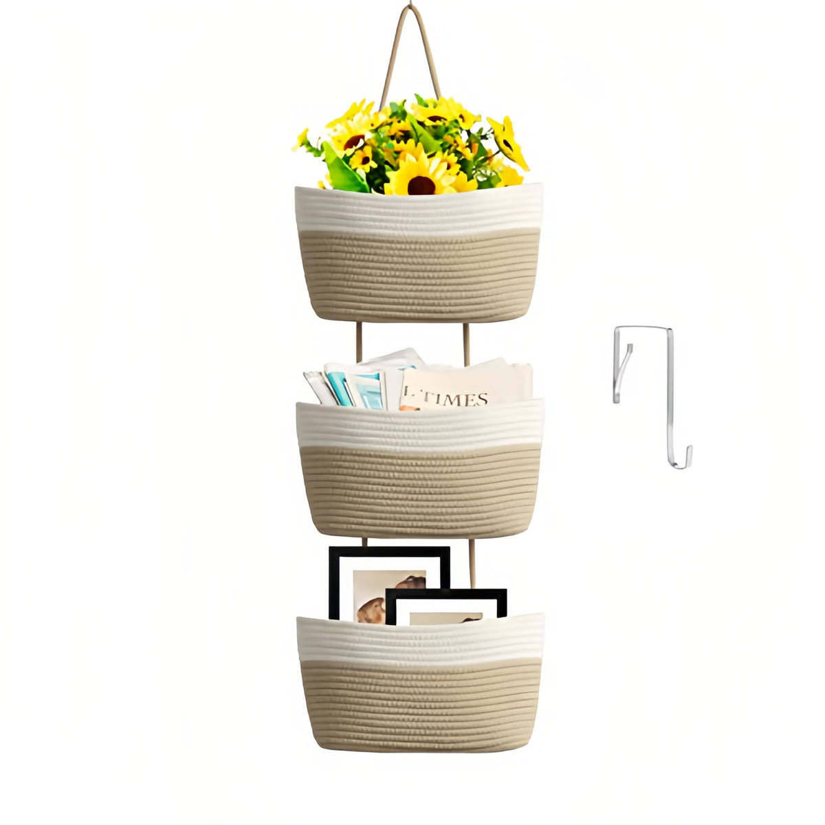 Wandkorb aus Baumwollseil – Mehrschicht-Organizer – Bild 5 | LuxeStyle