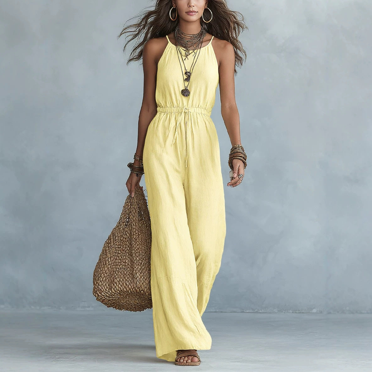 Casual Jumpsuit mit weitem Bein und Spaghettiträgern