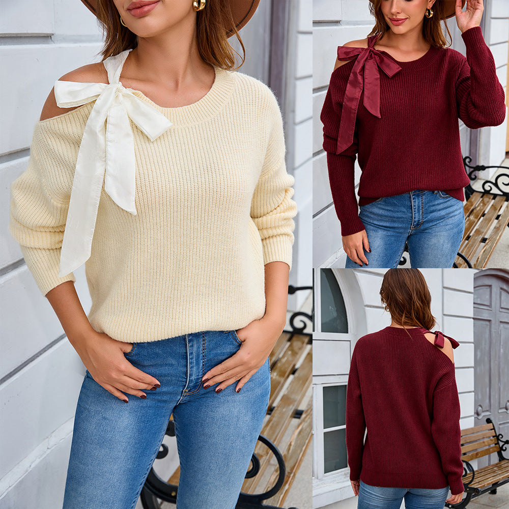 Pullover mit Herzausschnitt und Schleifendetail