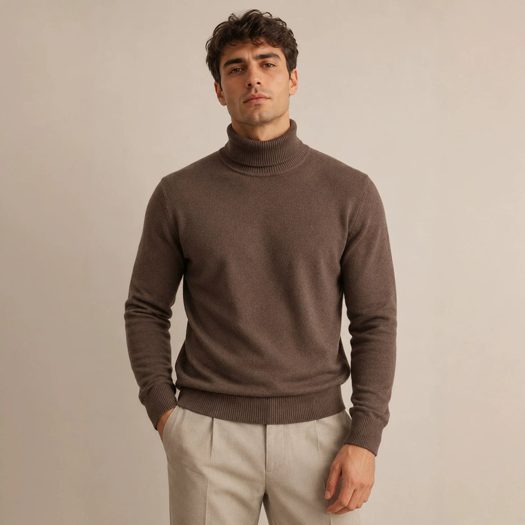 Herren-High-Neck-Longsleeve Winterpullover