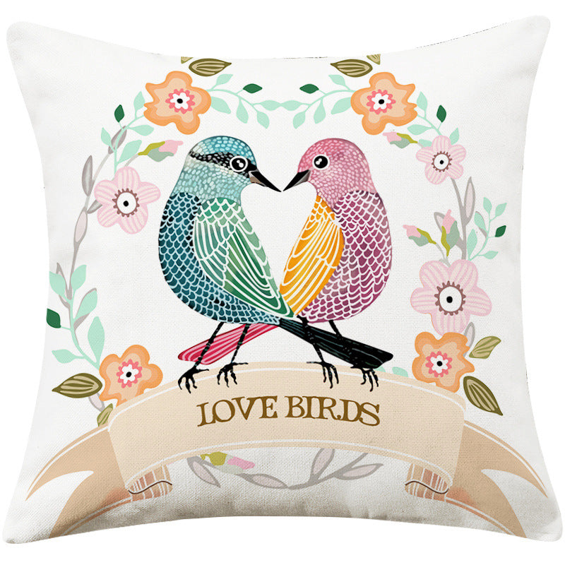 Kissenhülle «Landhaus Blumen & Vögel»