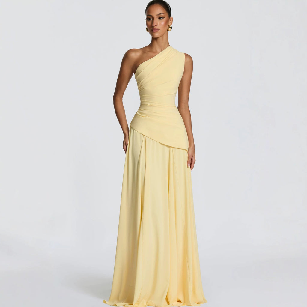 Chiffon Maxi-Abendkleid mit One-Shoulder-Design