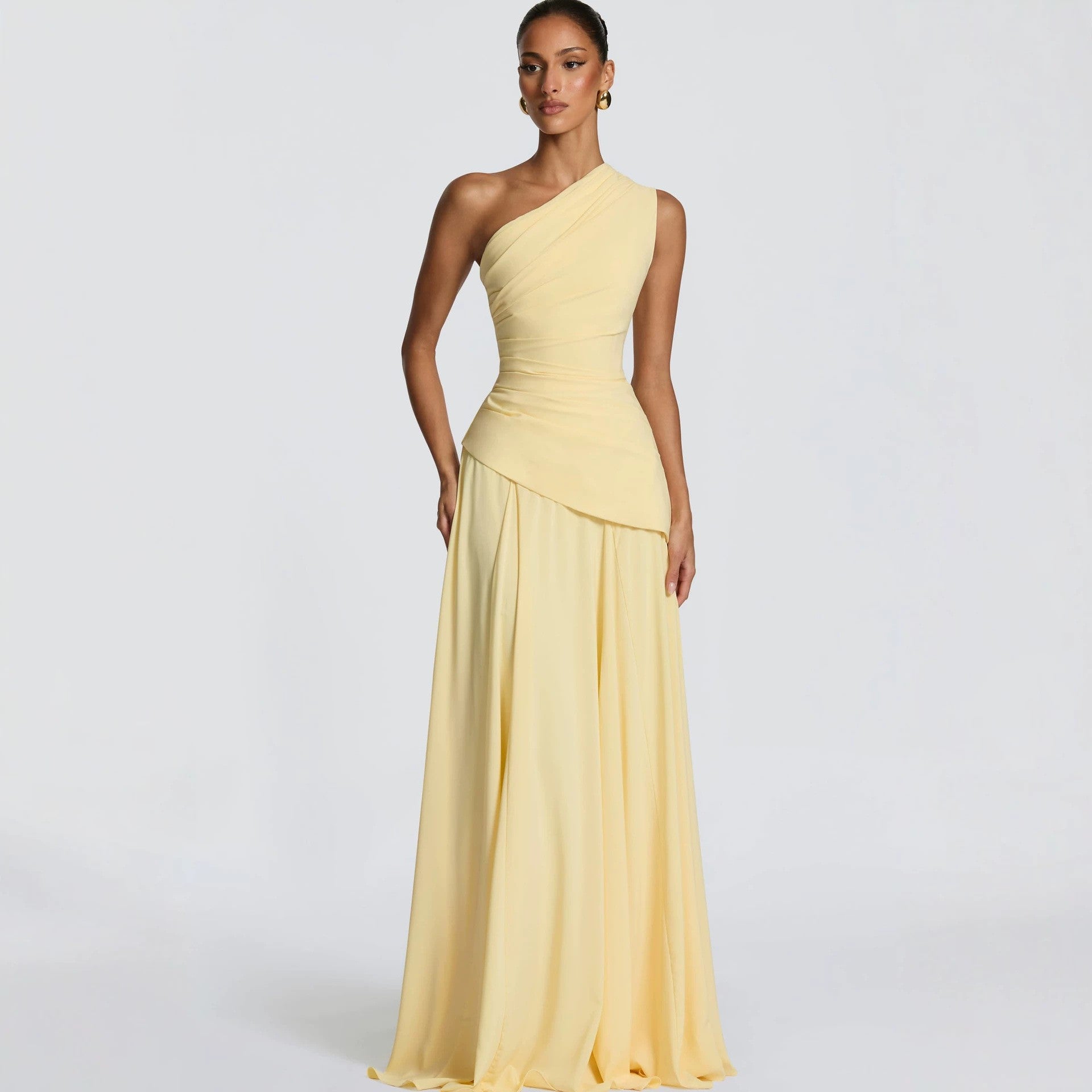 Chiffon Maxi-Abendkleid mit One-Shoulder-Design