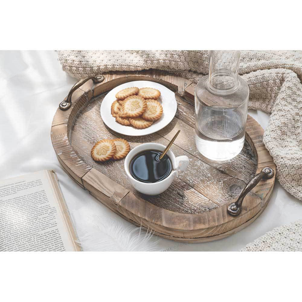 Vintage Servierplatte aus Massivholz mit Metallgriff – Bild 3 | LuxeStyle