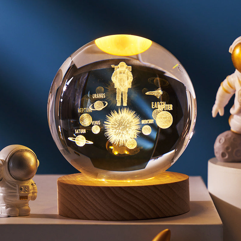3D Planeten Kristallkugel Nachtlicht