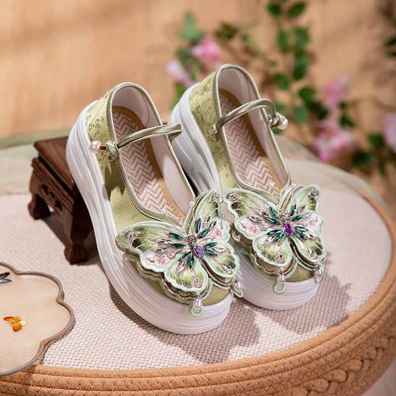 3D Schmetterling Mary Jane Plateau-Schuhe