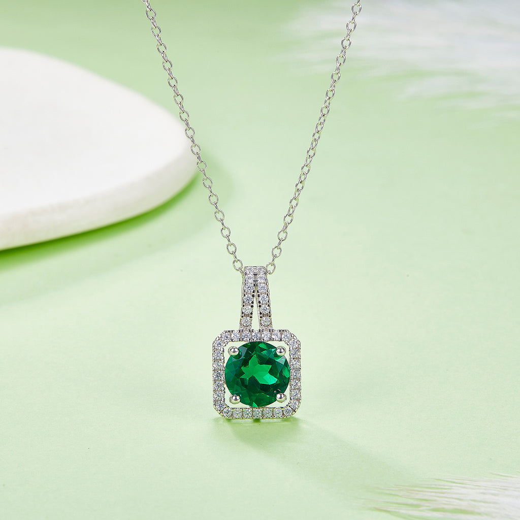 Edelstein-Anhänger «Rubin & Smaragd» 2 ct · 925 Silber Halo