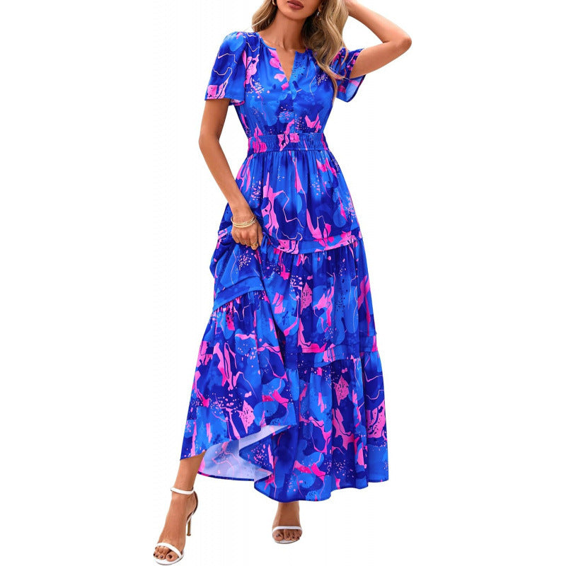 Retro Blumenkleid mit V-Ausschnitt – Bild 13 | LuxeStyle