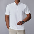 Kurzarm-Shirt mit Stehkragen und Reissverschluss – Bild 9 | LuxeStyle