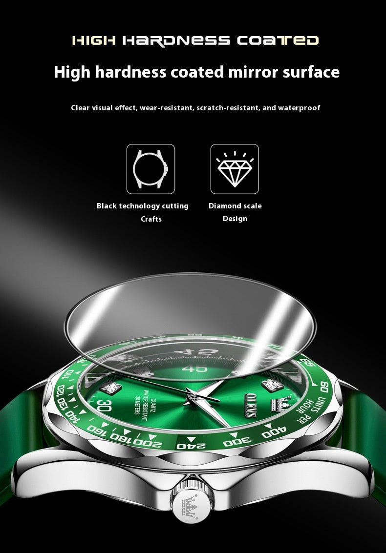 Submariner Quarz-Herrenuhr, Grün, Leuchtzeiger – Bild 6 | LuxeStyle