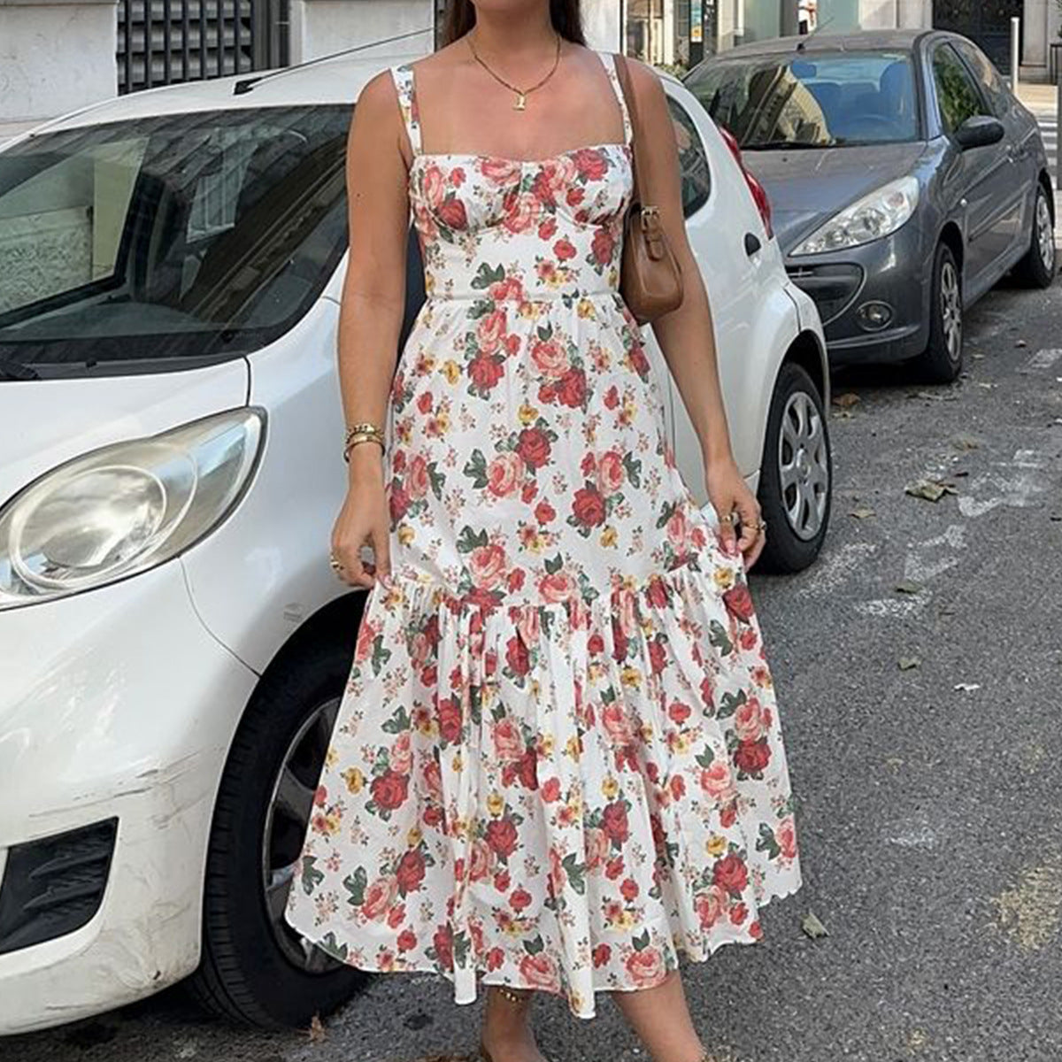 Rückenfreies Bodycon-Midi-Kleid mit Muster – Bild 8 | LuxeStyle