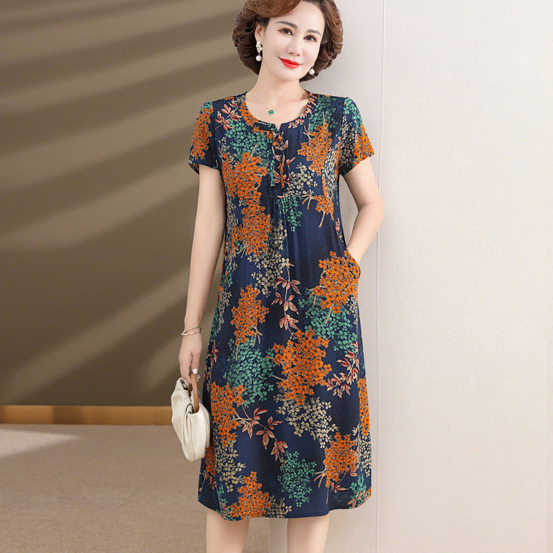 Damen Sommer Baumwoll-Seidenkleid