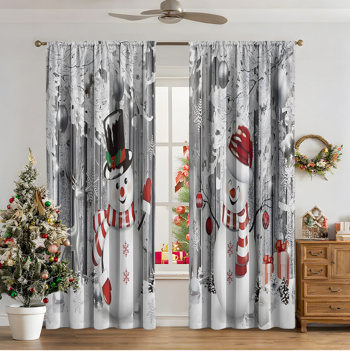 Weihnachtsvorhänge mit 3D-Digitaldruck