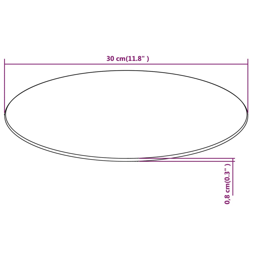 Runde Tischplatte aus gehärtetem Glas, 300 mm