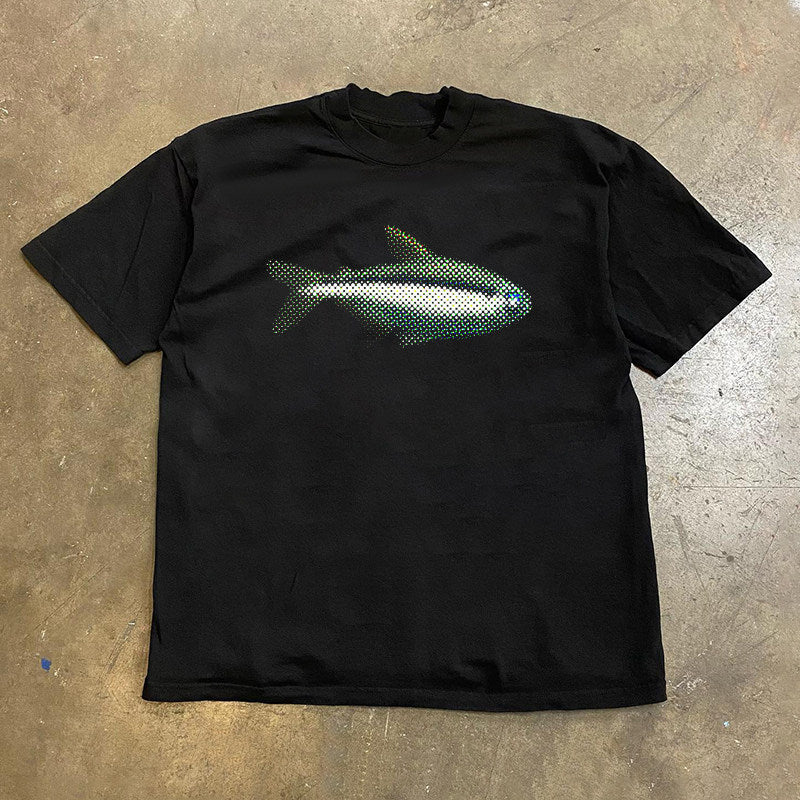 Oversized T-Shirt mit Fisch-Print