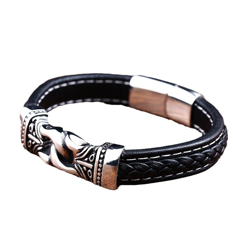 Vintage Lederarmband aus Titanstahl für Herren – Bild 2 | LuxeStyle