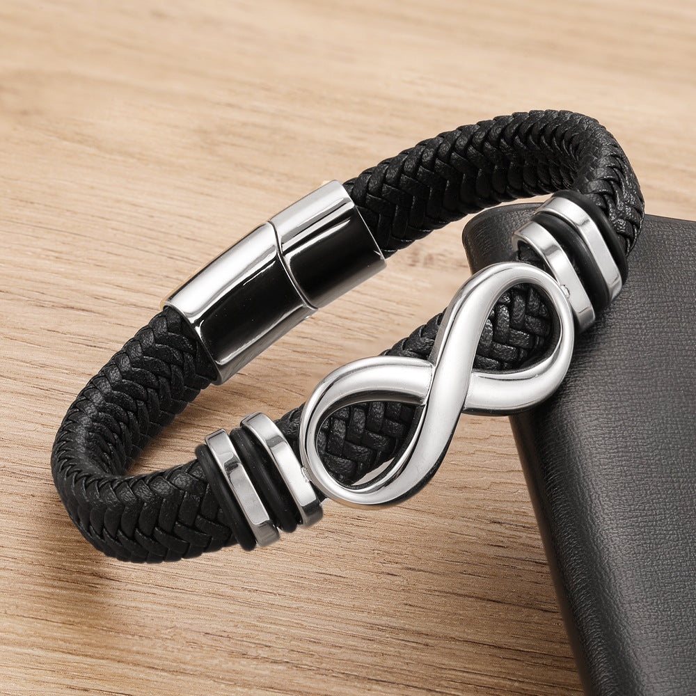 Geflochtenes Edelstahl-Lederarmband – Bild 5 | LuxeStyle