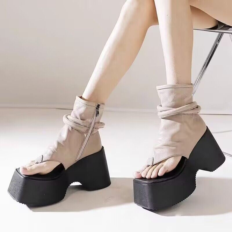Vintage-Flip-Flop-Stiefel mit breitem Absatz – Bild 3 | LuxeStyle