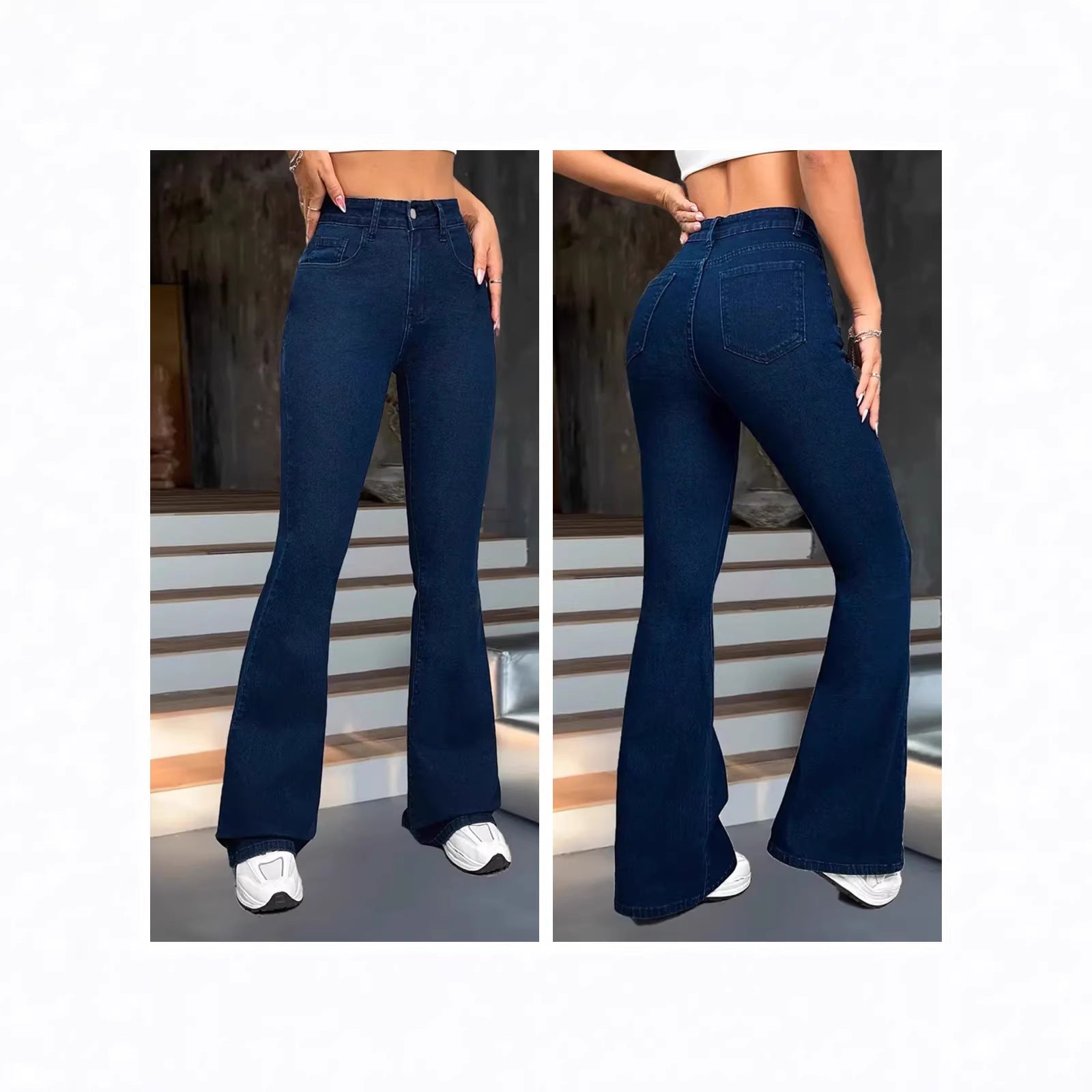 Dunkelblaue Damenhose mit Knöpfen