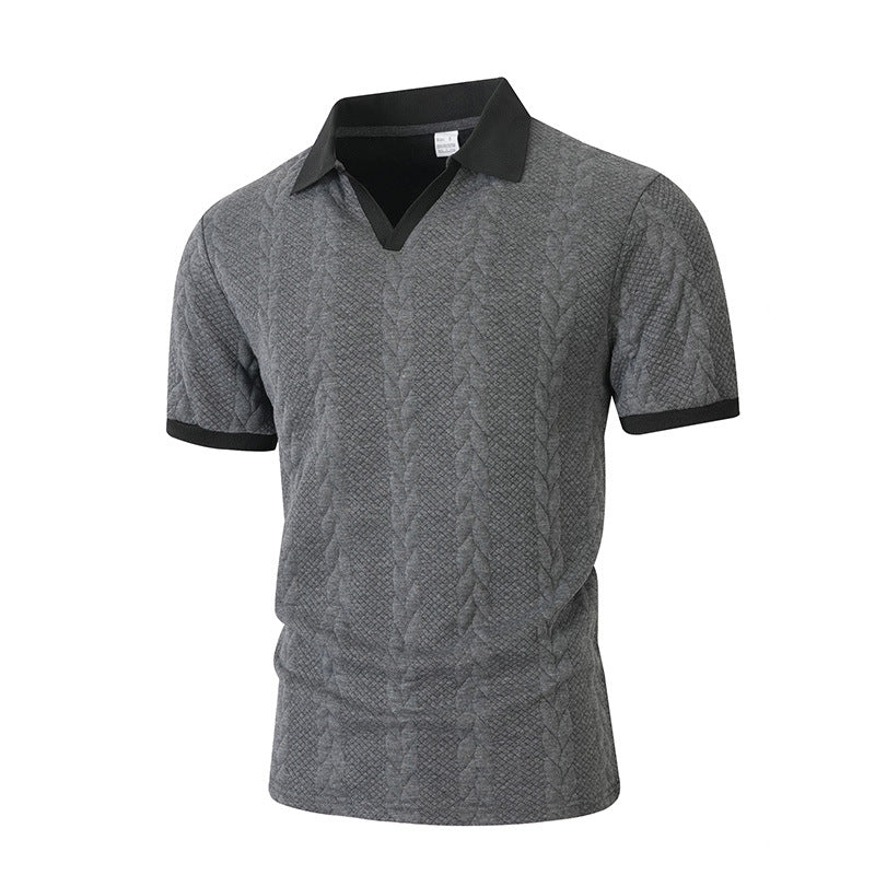 Jacquard T-Shirt Kurzarm Slim Fit