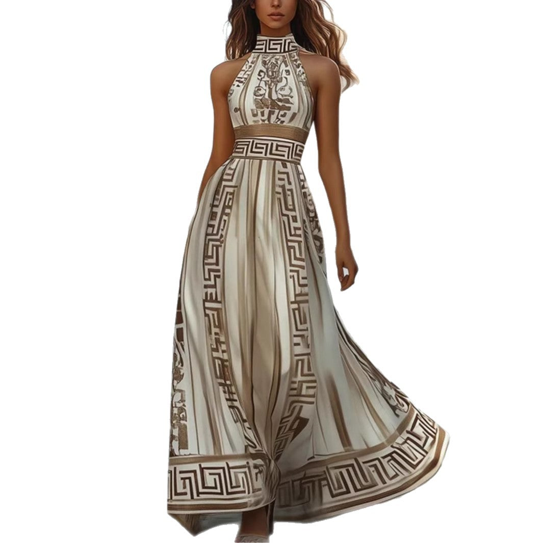 Elegantes Halterneck-Kleid mit 3D-Muster