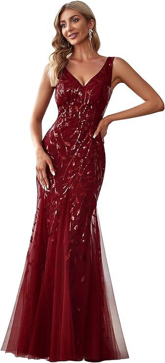 Formelles Paillettenkleid mit Doppel-V-Halsausschnitt – Bild 6 | LuxeStyle