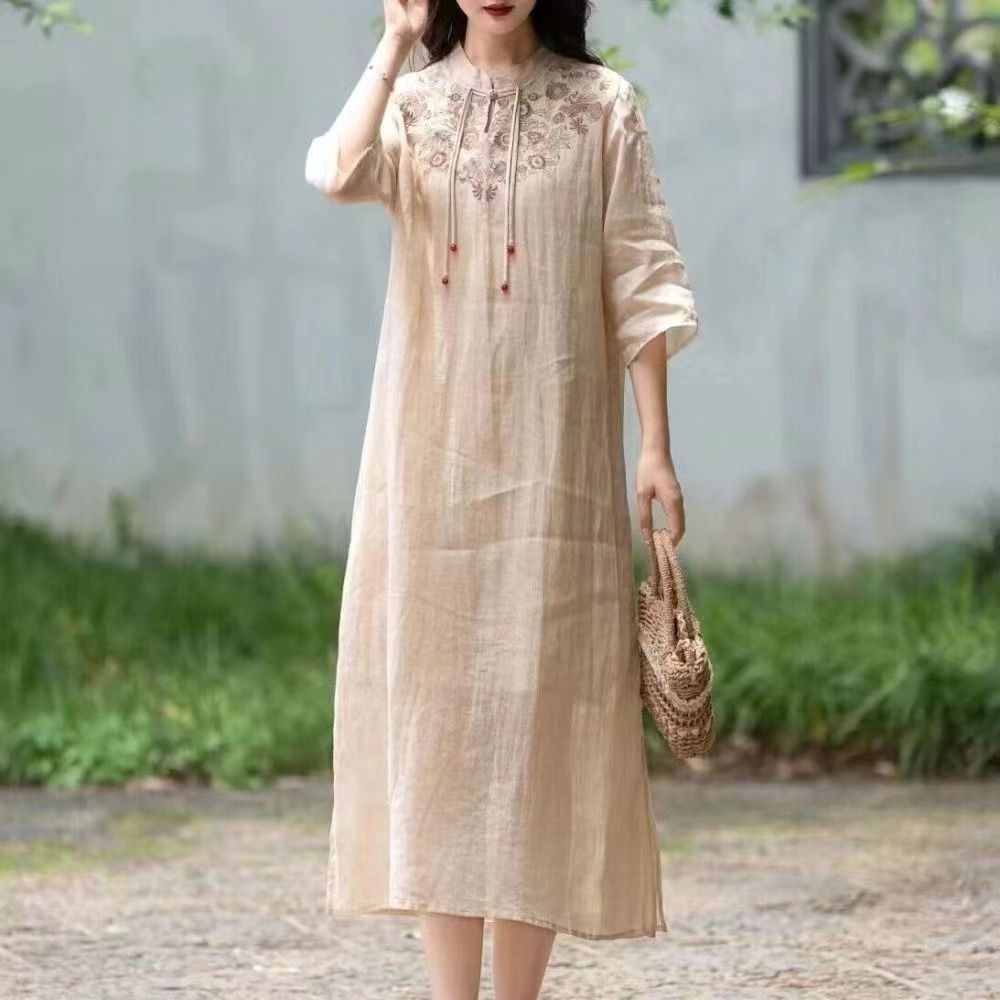 Vintage Leinenkleid im Loose-Fit